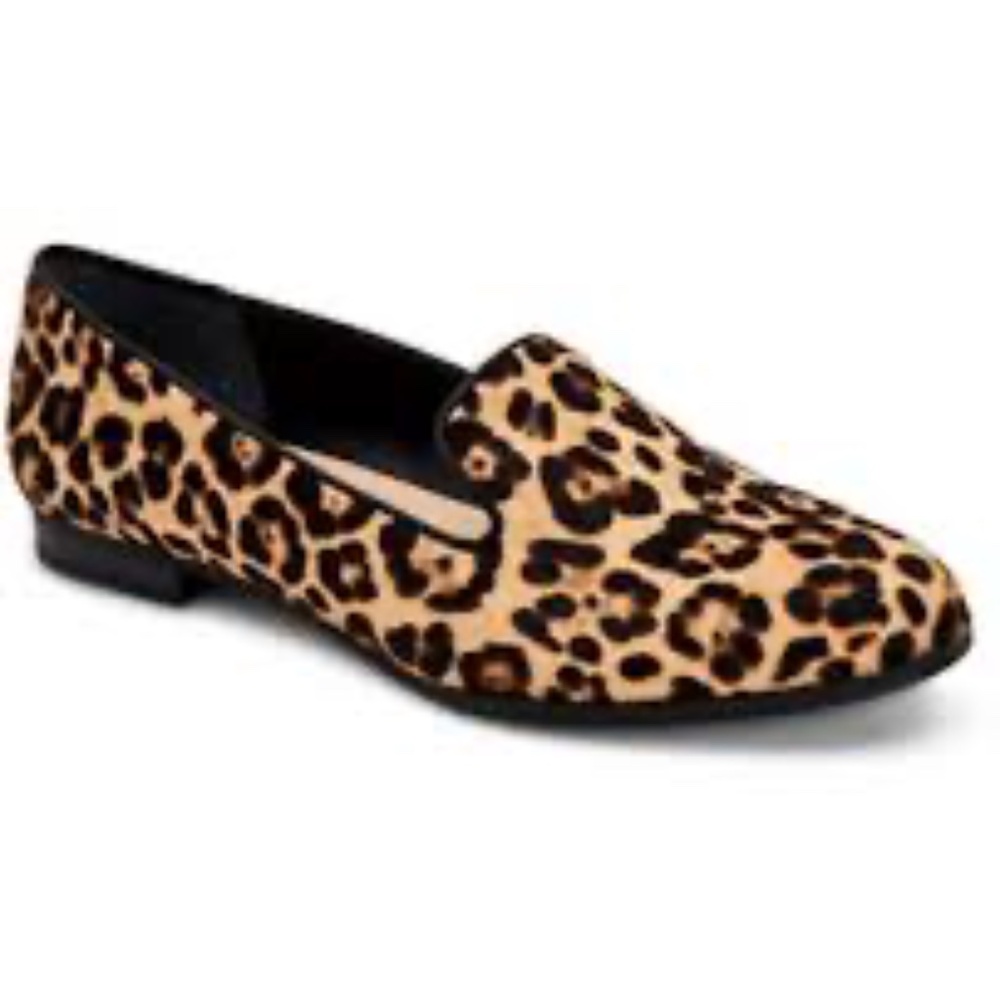 Alfani Oceanaa Calf Hair Leopard Print Smoking Loafers size 5